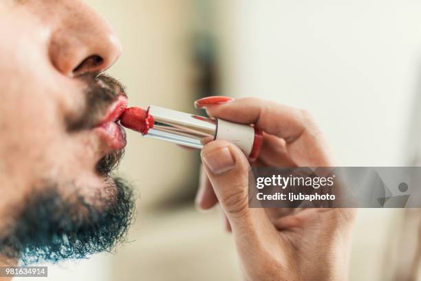love raised me, lipstick saved me - lipstick kissed man stock pictures, royalty-free photos & images