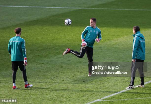 March 2018, Germany, Berlin, training site at Olympia Stadium, training prior to Germany vs. Brazil friendly: Team manager Oliver Bierhoff observes...