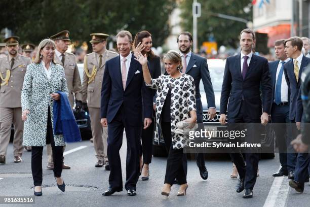 Grand Duchess Maria Teresa of Luxembourg and Grand Duke Henri of Luxembourg celebrate National Dayon June 22, 2018 in Luxembourg, Luxembourg.