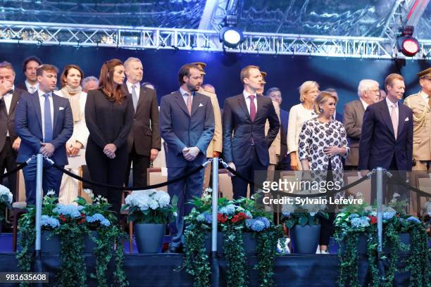 Prince Sebastien of Luxembourg, Princess Claire, Prince Felix of Luxembourg, guest, Grand Duchess Maria Teresa of Luxembourg and Grand Duke Henri of...