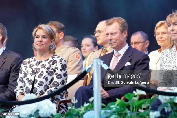 Grand Duchess Maria Teresa of Luxembourg and Grand Duke Henri of Luxembourg celebrate National Dayon June 22, 2018 in Luxembourg, Luxembourg.