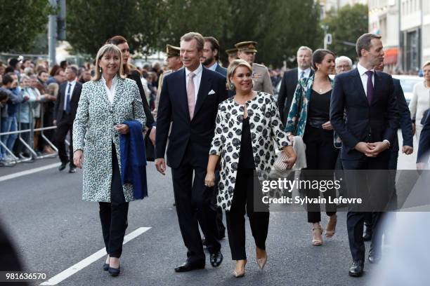 Grand Duchess Maria Teresa of Luxembourg and Grand Duke Henri of Luxembourg celebrate National Day on June 22, 2018 in Luxembourg, Luxembourg.