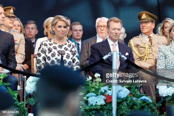 Grand Duchess Maria Teresa of Luxembourg and Grand Duke Henri of Luxembourg celebrate National Day on June 22, 2018 in Luxembourg, Luxembourg.