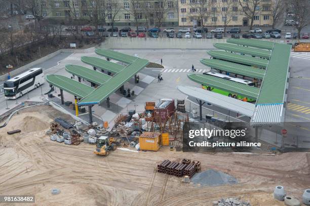 March 2018, Germany, Berlin: Picture of the construction site at the Central Bus Station . Bus lines are expecting more demand for buses this year...