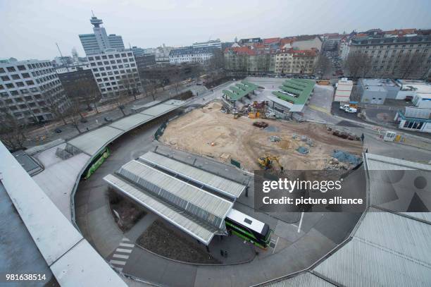 March 2018, Germany, Berlin: Picture of the construction site at the Central Bus Station . Bus lines are expecting more demand for buses this year...