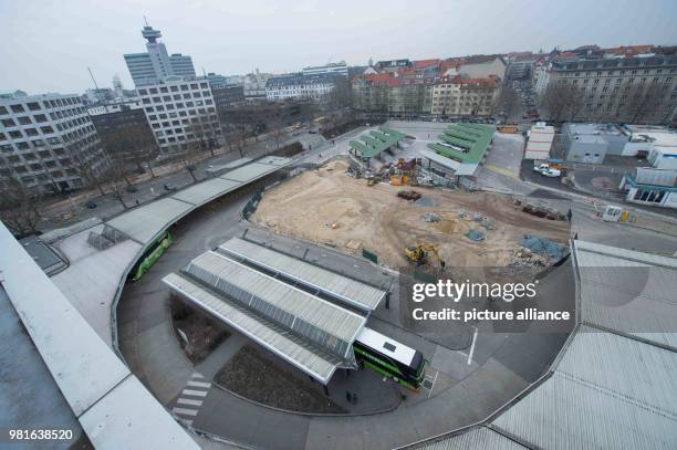 March 2018, Germany, Berlin: Picture of the construction site at the Central Bus Station . Bus lines are expecting more demand for buses this year...