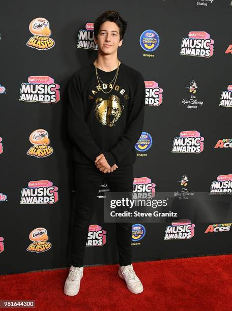 Milo Manheim arrives at the 2018 Radio Disney Music Awards at Loews Hollywood Hotel on June 22, 2018 in Hollywood, California.