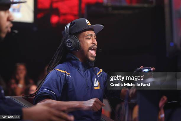 Tifeworld of Jazz Gaming reacts during game against Celtics Crossover Gaming on JUNE 22, 2018 at the NBA 2K League Studio Powered by Intel in Long...