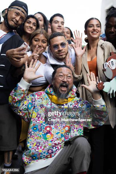 Takashi Murakami is seen on the street during Paris Men's Fashion Week S/S 2019 wearing Takashi Murakami on June 22, 2018 in Paris, France.