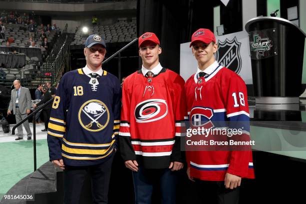 First Rasmus Dahlin of the Buffalo Sabres, second Andrei Svechnikov of the Carolina Hurricanes and third Jesperi Kotkaniemi of the Montreal Canadiens...