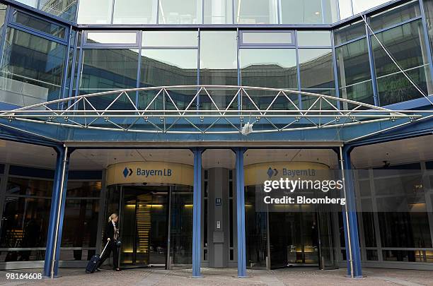 Visitor enters the Bayerische Landesbank headquarters in Munich, Germany, on Wednesday, March 31, 2010. Bayerische Landesbank reported its second...