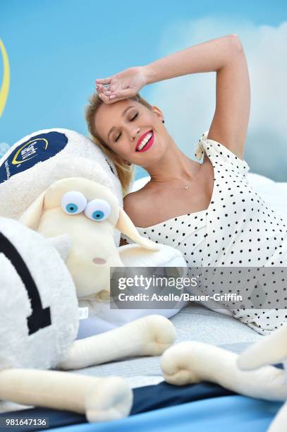 Actress Anna Camp joins Serta Mattress to announce nationwide Instagram sweepstakes at Hollywood & Highland courtyard on June 19, 2018 in Hollywood,...