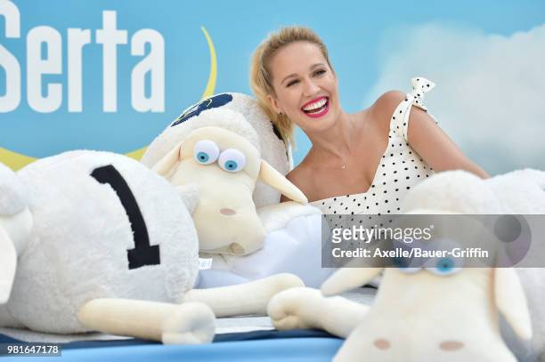 Actress Anna Camp joins Serta Mattress to announce nationwide Instagram sweepstakes at Hollywood & Highland courtyard on June 19, 2018 in Hollywood,...