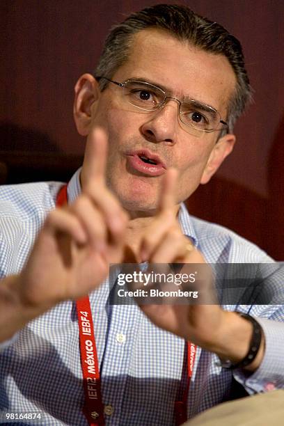 Juan Jose Suarez Coppel, chief executive officer of Petroleos Mexicanos , speaks at an interview during the International Energy Forum in Cancun,...