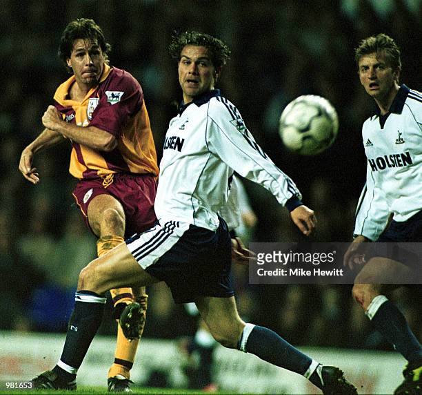 Ashley Ward of Bradford City in action during the FA Carling Premiership match between Tottenham Hotspur and Bradford City at White Hart Lane,...