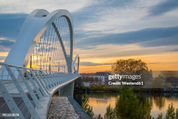 france, alsace, strasbourg, passerelle des deux rives at sunset - strasbourg 個照片及圖片檔