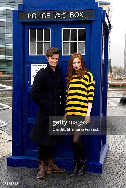 Matt Smith and Karen Gillan attend photocall to launch the new season of 'Dr Who' at The Lowry on March 31, 2010 in Manchester, England.