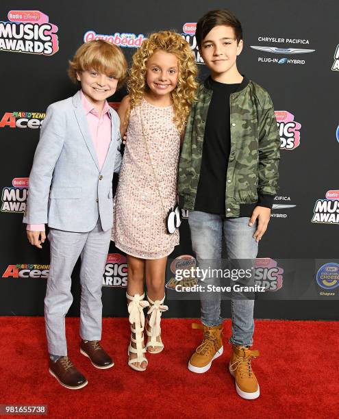 Will Buie Jr. ; Mallory Mahoney;Bryce Gheisar arrives at the 2018 Radio Disney Music Awards at Loews Hollywood Hotel on June 22, 2018 in Hollywood,...