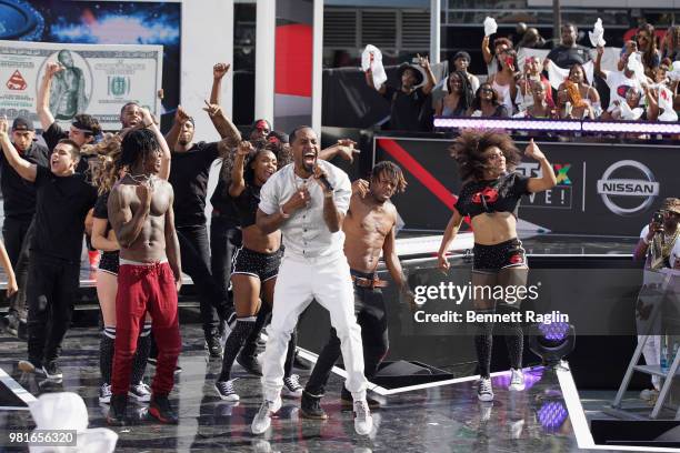 Safaree Samuels performs at BETX Live!, sponsored by Nissan, during the 2018 BET Experience at Microsoft Square at L.A. Live on June 22, 2018 in Los...