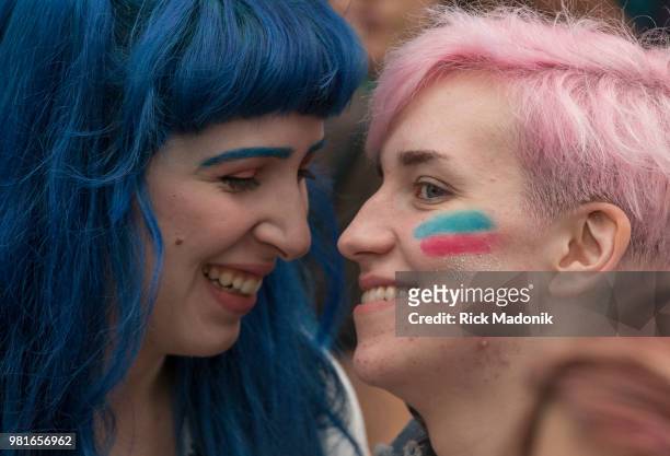 Camilla Malonziu and her partner Max Sternik, in the crowd. The Trans rally and march has become a regular part of the final PRIDE weekend...