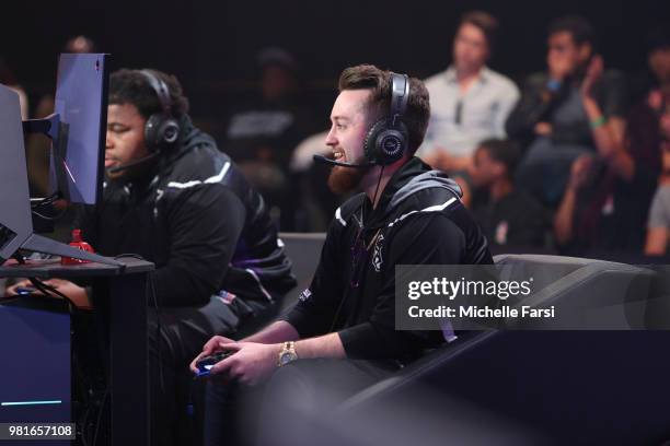 Mootyy of the Kings Guard Gaming reacts during game against Bucks Gaming on JUNE 22, 2018 at the NBA 2K League Studio Powered by Intel in Long Island...