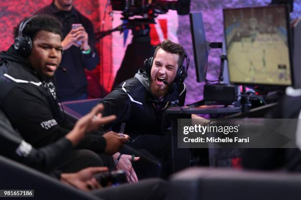 Mootyy of the Kings Guard Gaming reacts during game against Bucks Gaming on JUNE 22, 2018 at the NBA 2K League Studio Powered by Intel in Long Island...