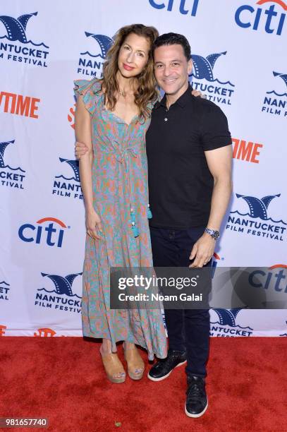 Alysia Reiner and David Alan Basche attend the All-Star Comedy Roundtable, The Improv Takeover during the 2018 Nantucket Film Festival - Day 3 on...