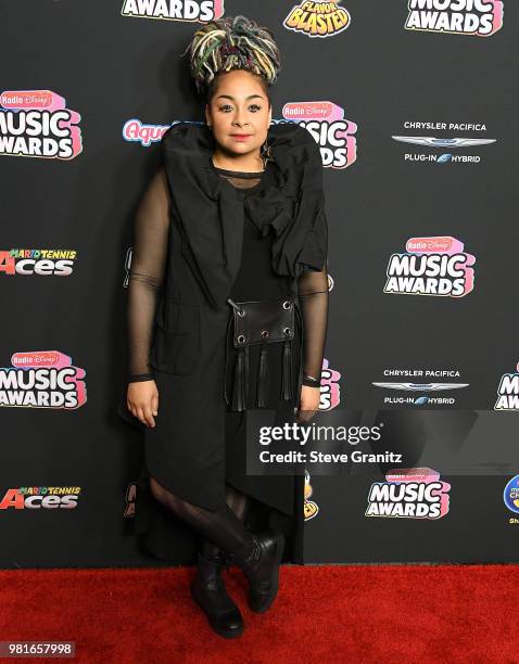 Raven-Symone arrives at the 2018 Radio Disney Music Awards at Loews Hollywood Hotel on June 22, 2018 in Hollywood, California.