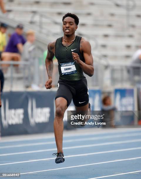 Michael Cherry competes in the semifinals of the Mens 400 Meter during day 2 of the 2018 USATF Outdoor Championships at Drake Stadium on June 22,...
