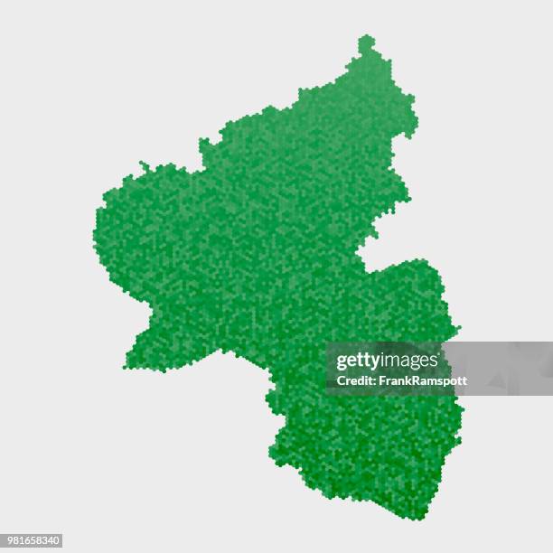 stockillustraties, clipart, cartoons en iconen met rhineland-palatinatemapgreenhexagonpattern - frankramspott