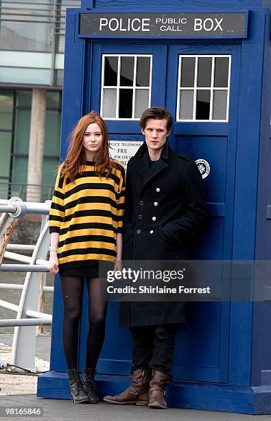 Matt Smith and Karen Gillan attend photocall to launch the new season of 'Dr Who' at The Lowry on March 31, 2010 in Manchester, England.