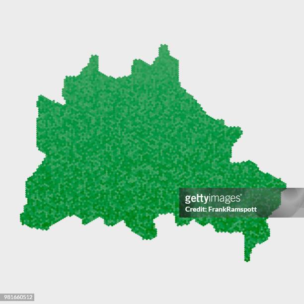 stockillustraties, clipart, cartoons en iconen met berlijn duitse deelstaat kaart groene zeshoek patroon - frankramspott