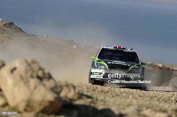 Matthew Wilson of Great Britain and Scott Martin of Great Britain compete in their Stobart Ford Focus during the Shakedown of the WRC Rally Jordan on...