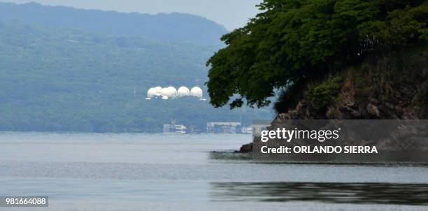 View of Conejo Island, Honduras, on May 27, 2018. - 'Conejo', a tiny rocky island in the Pacific, keeps an ancient border conflict alive between...