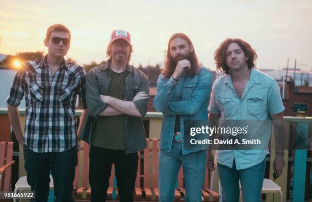 Adam Chaffins, Dan Cohen, Sam Lewis, and Matty Alger pose before their performance at Saturn Birmingham on June 22, 2018 in Birmingham, Alabama.