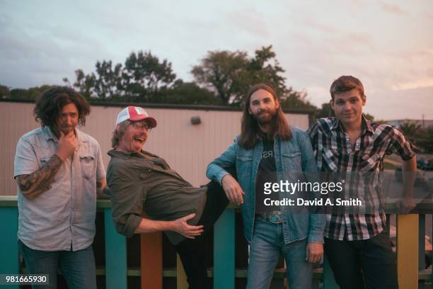 Matty Alger, Dan Cohen, Sam Lewis, and Adam Chaffins pose before their performance at Saturn Birmingham on June 22, 2018 in Birmingham, Alabama.