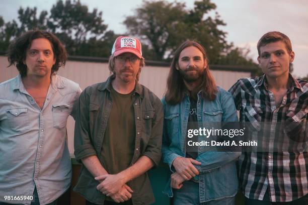 Matty Alger, Dan Cohen, Sam Lewis, and Adam Chaffins pose before their performance at Saturn Birmingham on June 22, 2018 in Birmingham, Alabama.