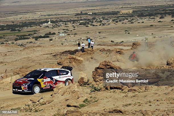 Sebastien Loeb of France and Daniel Elena of Monaco compete in their Citroen C4 Total during the Shakedown of the WRC Rally Jordan on March 31, 2010...