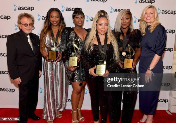 President, Paul Williams, Kandi Burruss, LaTocha Scott, Tameka "Tiny" Harris, and Tamika Scott of Xscape, and CEO of ASCAP, Elizabeth Matthews attend...