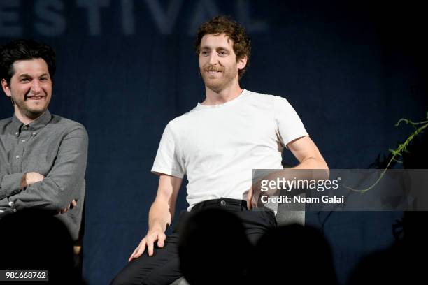 Ben Schwartz and Thomas Middleditch speak onstage during the All-Star Comedy Roundtable, The Improv Takeover Q&A during the 2018 Nantucket Film...