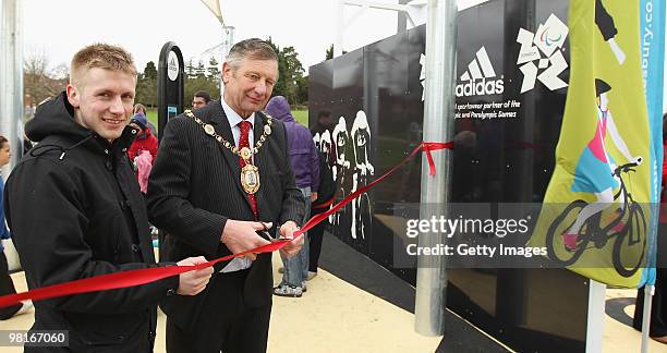 Jason Kenny, Olympic gold medal winning sprint track cyclist, officially opens the adiZone pictured with Mark Williams, Tewkesborough Council Mayor,...