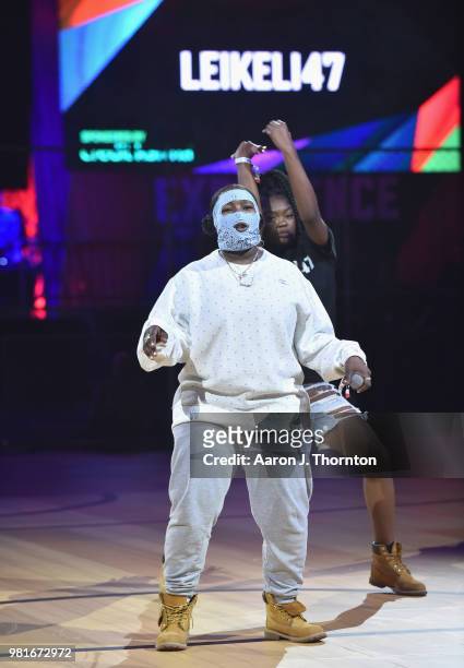 Leikeli47 performs at the BETX Main Stage, sponsored by Credit Karma, at 2018 BET Experience Fan Fest at Los Angeles Convention Center on June 22,...
