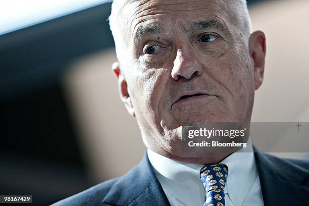 Robert "Bob" Lutz, vice chairman of General Motors Co., speaks to reporters following a Chevrolet event during a media preview of the New York...