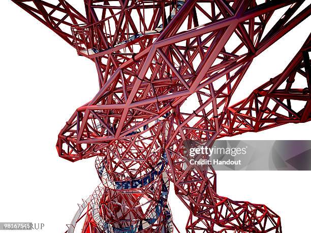 This handout image supplied by ARUP shows a computer-generated impression of artist Anish Kapoor's winning design for a visitor attraction, as it is...