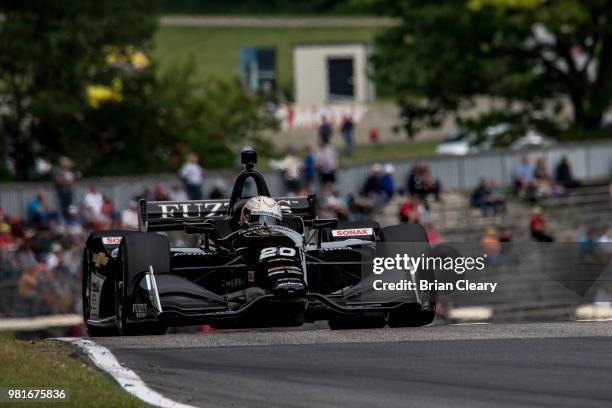 Ed Carpenter drives the Chevrolet IndyCar on the track during practice for the Verizon IndyCar Series Kohler Grand Prix at Road America on June 22,...