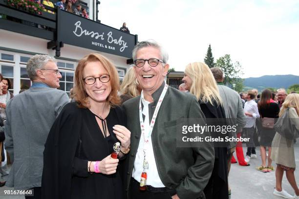 Gerd Strehle and his wife Gila Strehle during the 'Bussi Baby' by Bachmair Weissach hotel & bar opening event on June 22, 2018 in Bad Wiessee near...