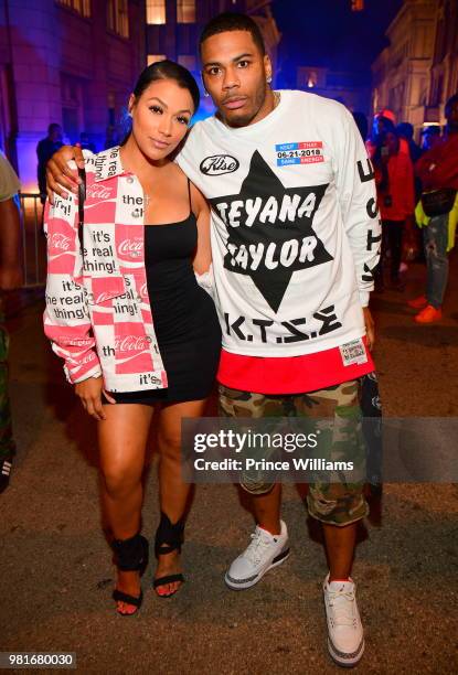 Shantel Jackson and Nelly attend Teyana Taylor Album Release Party at Universal Studios Hollywood on June 21, 2018 in Universal City, California.