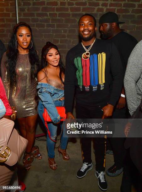 Remy Ma, Lil Kim and Meek Mill attend Teyana Taylor Album Release Party at Universal Studios Hollywood on June 21, 2018 in Universal City, California.