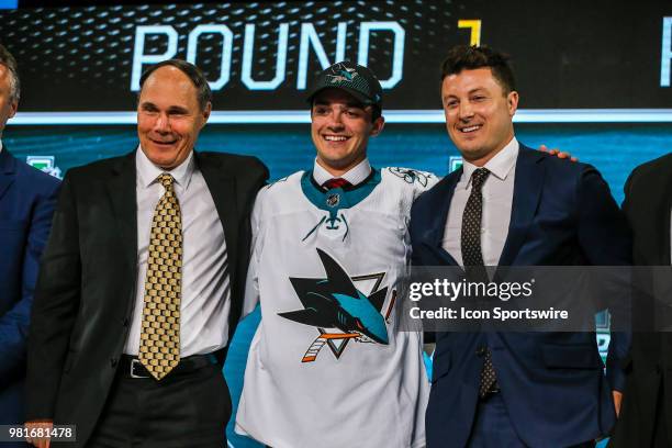 The San Jose Sharks draft Ryan Merkley in the first round of the 2018 NHL draft on June 22, 2018 at the American Airlines Center in Dallas, Texas.