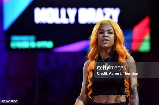 Molly Brazy performs at the BETX Main Stage, sponsored by Credit Karma, at 2018 BET Experience Fan Fest at Los Angeles Convention Center on June 22,...